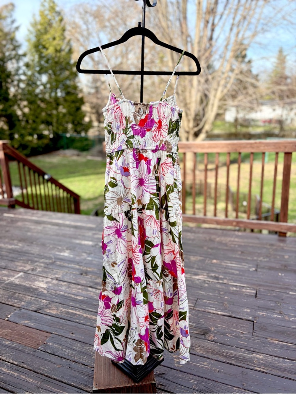 NWT – Gap – Smocked Floral Maxi Dress – Pink Multi Print – Sz. XS - Picture 6 of 7